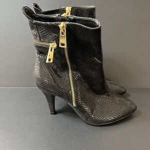 Bellini Claudia Snake Print Boots Women's 9 Black Luxury Office‎ Siren Clubwear